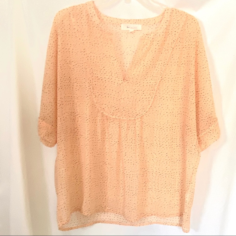 Vince Camuto Peach Pastel Dotted Sheer Pull-on Top